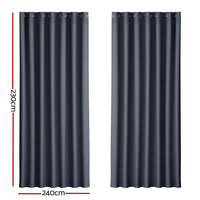 Thumbnail for Artiss 2X Blockout Curtains Blackout Window Curtain Eyelet 240x230cm Charcoal