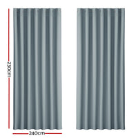 Thumbnail for Artiss 2X Blockout Curtains Blackout Window Curtain Eyelet 240x230cm Grey