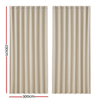 Thumbnail for Artiss 2X Blockout Curtains Blackout Window Curtain Eyelet 300x230cm Beige