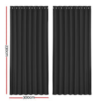 Thumbnail for Artiss 2X Blockout Curtains Blackout Window Curtain Eyelet 300x230cm Black