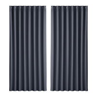 Thumbnail for Artiss 2X Blockout Curtains Blackout Window Curtain Eyelet 300x230cm Charcoal