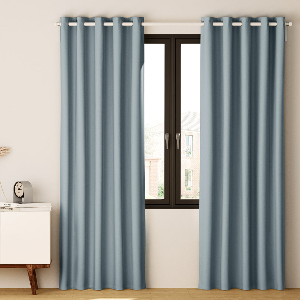 Artiss 2X Blockout Curtains Blackout Window Curtain Eyelet 300x230cm Grey