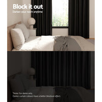 Thumbnail for Artiss 2X Blockout Curtains Blackout Window Curtain Eyelet 140x230cm Black