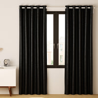 Thumbnail for Artiss 2X Blockout Curtains Blackout Window Curtain Eyelet 140x230cm Black