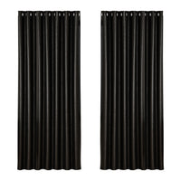 Thumbnail for Artiss 2X Blockout Curtains Blackout Window Curtain Eyelet 240x230cm Black Shine