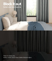 Thumbnail for Artiss 2X Blockout Curtains Blackout Window Curtain Eyelet 240x230cm Grey Shine