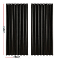 Thumbnail for Artiss 2X Blockout Curtains Blackout Window Curtain Eyelet 300x230cm Black