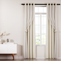 Thumbnail for Artiss 2X 132x160cm Blockout Sheer Curtains Beige