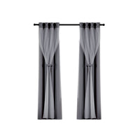 Thumbnail for Artiss 2X 132x160cm Blockout Sheer Curtains Charcoal