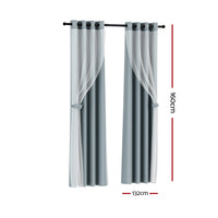 Thumbnail for Artiss 2X 132x160cm Blockout Sheer Curtains Light Grey