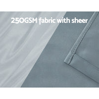 Thumbnail for Artiss 2X 132x160cm Blockout Sheer Curtains Light Grey