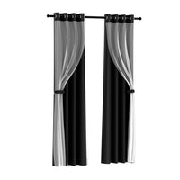 Thumbnail for Artiss 2X 132x213cm Blockout Sheer Curtains Black