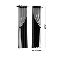 Thumbnail for Artiss 2X 132x213cm Blockout Sheer Curtains Black