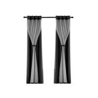 Thumbnail for Artiss 2X 132x213cm Blockout Sheer Curtains Black