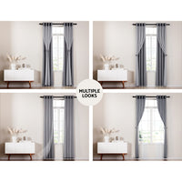 Thumbnail for Artiss 2X 132x213cm Blockout Sheer Curtains Charcoal