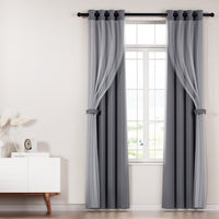 Thumbnail for Artiss 2X 132x213cm Blockout Sheer Curtains Charcoal