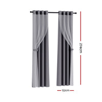 Thumbnail for Artiss 2X 132x274cm Blockout Sheer Curtains Charcoal