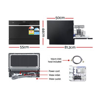 Thumbnail for Devanti Benchtop Dishwasher 6 Place Setting Counter Bench Top Dish Washer Black