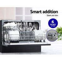 Thumbnail for Devanti Benchtop Dishwasher 6 Place Setting Counter Bench Top Dish Washer Black