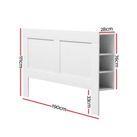 Thumbnail for Artiss Bed Frame King Size Bed Head with Shelves Headboard Bedhead Base White