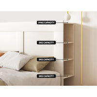 Thumbnail for Artiss Bed Frame King Size Bed Head with Shelves Headboard Bedhead Base White