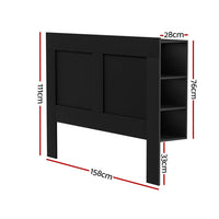 Thumbnail for Artiss Bed Frame Double Size Bed Head with Shelves Headboard Bedhead Base Black