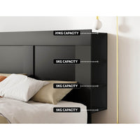 Thumbnail for Artiss Bed Frame Double Size Bed Head with Shelves Headboard Bedhead Base Black