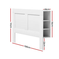 Thumbnail for Artiss Bed Frame Double Size Bed Head with Shelves Headboard Bedhead Base White