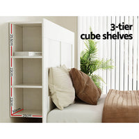 Thumbnail for Artiss Bed Frame Double Size Bed Head with Shelves Headboard Bedhead Base White