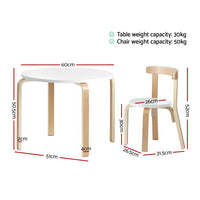 Thumbnail for Keezi Nordic Kids Table Chair Set 3PC Desk Activity Study Play Children Modern