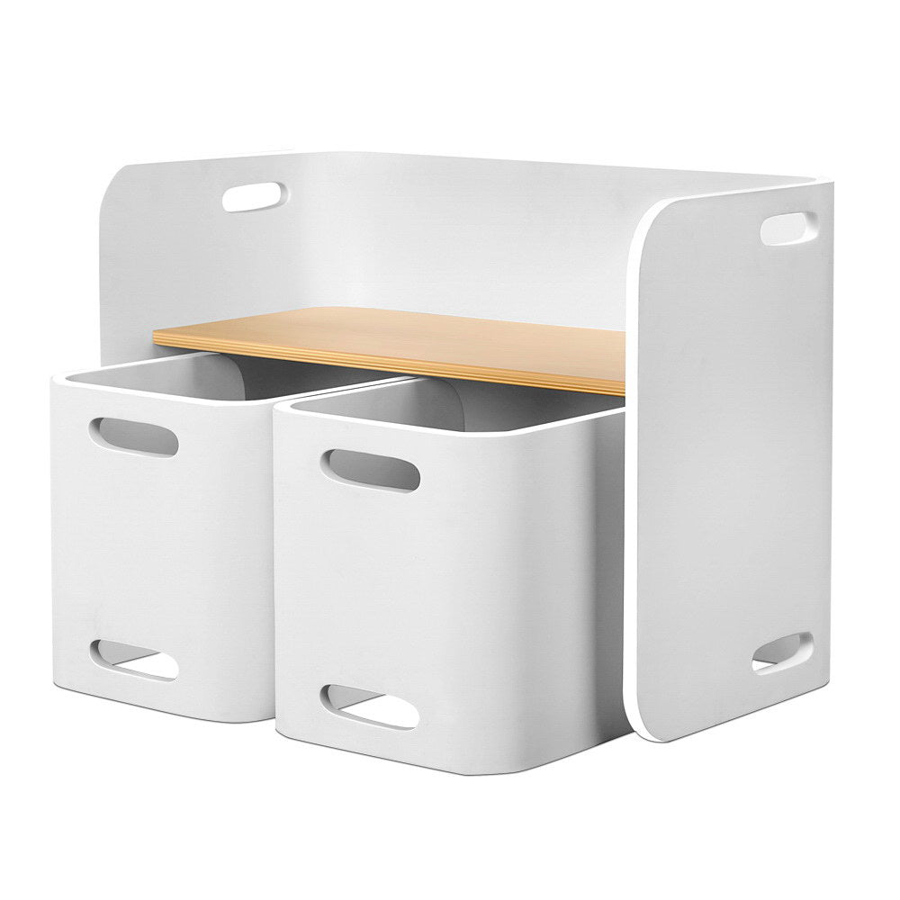 Children’s Desk with Table and Chair-(White)-Keezi Kids