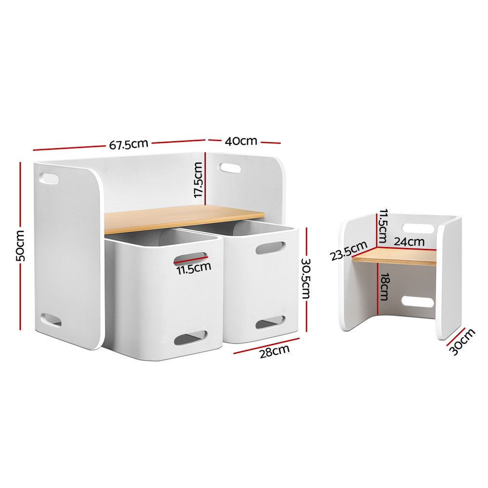 Children’s Desk with Table and Chair-(White)-Keezi Kids