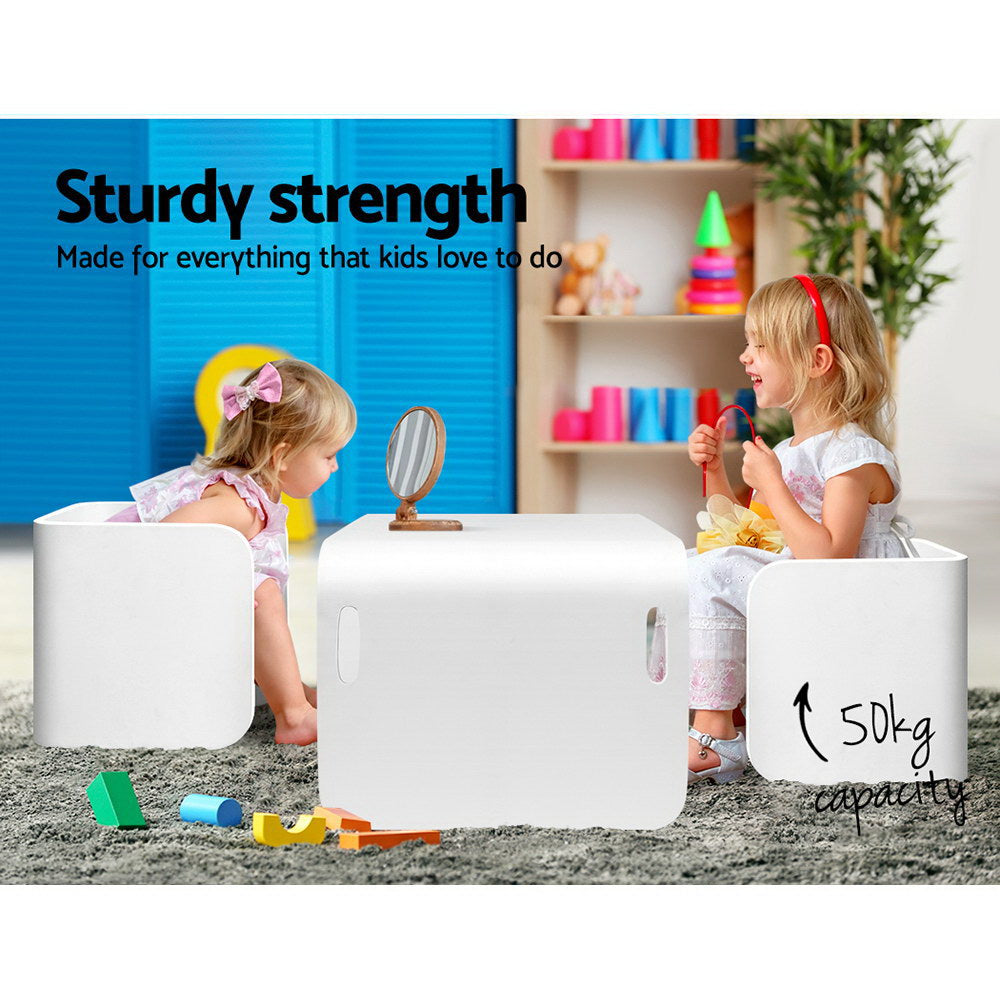 Children’s Desk with Table and Chair-(White)-Keezi Kids