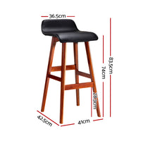 Thumbnail for Artiss Set of 2 PU Leather Wood Wave Style Bar Stool - Black