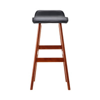 Thumbnail for Artiss Set of 2 PU Leather Wood Wave Style Bar Stool - Black