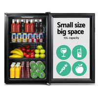 Thumbnail for Devanti 70L Bar Fridge Glass Door Mini Countertop Freezer Fridges Bottle Cooler