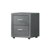 Thumbnail for Artiss Bedside Table 2 Drawers Fabric - CADEN Grey