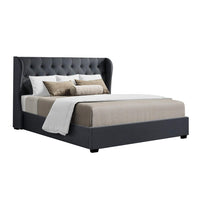 Thumbnail for Artiss Issa Bed Frame Fabric Gas Lift Storage - Charcoal King