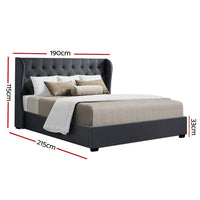 Thumbnail for Artiss Issa Bed Frame Fabric Gas Lift Storage - Charcoal King