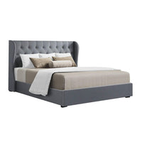 Thumbnail for Artiss Issa Bed Frame Fabric Gas Lift Storage - Grey Queen