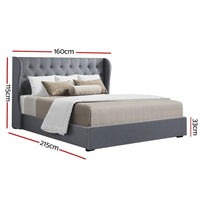 Thumbnail for Artiss Issa Bed Frame Fabric Gas Lift Storage - Grey Queen