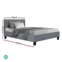 Thumbnail for Artiss Neo Bed Frame Fabric - Grey King Single