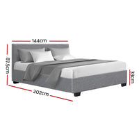 Thumbnail for Artiss Nino Bed Frame Fabric - Grey Double