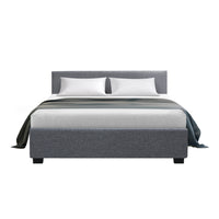 Thumbnail for Artiss Nino Bed Frame Fabric - Grey Double