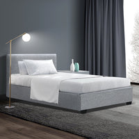 Thumbnail for Artiss Nino Bed Frame Fabric - Grey King Single