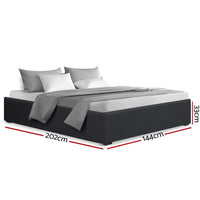 Thumbnail for Artiss TOKI Double Size Storage Gas Lift Bed Frame without Headboard Fabric Charcoal