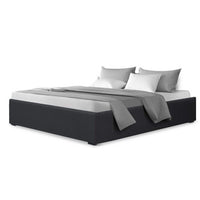 Thumbnail for Artiss TOKI Double Size Storage Gas Lift Bed Frame without Headboard Fabric Charcoal