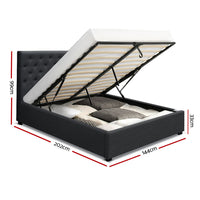 Thumbnail for Artiss Bed Frame Double Size Gas Lift Base With Storage Charcoal Fabric Vila Collection