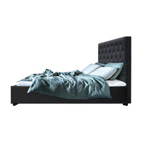 Thumbnail for Artiss Bed Frame Double Size Gas Lift Base With Storage Charcoal Fabric Vila Collection