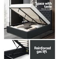 Thumbnail for Artiss Bed Frame Double Size Gas Lift Base With Storage Charcoal Fabric Vila Collection